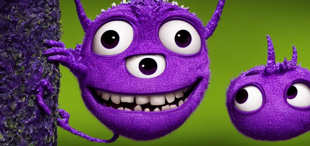 Prompt: a purple monster which is adorable, pixar, 4k, 100mm, full monster in frame