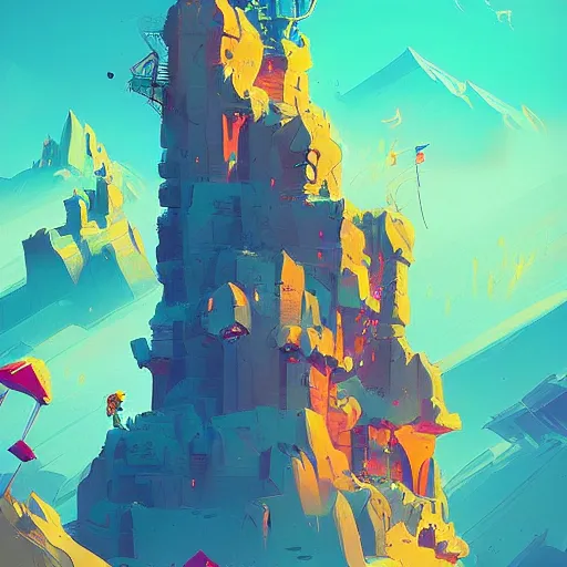 Prompt: a castle on a stunning cliff by Anton Fadeev and Simon Stalenhag, trending on artstation