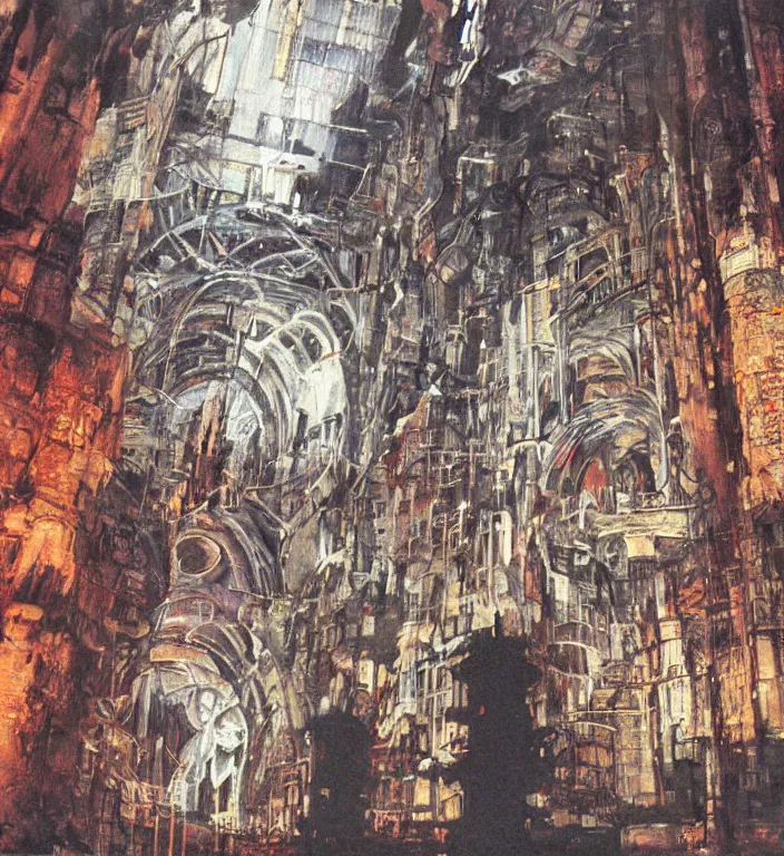 Image similar to underground cathedral, oil painting by katsuhiro otomo