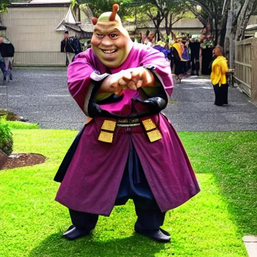 Prompt: Shrek in a samurai outfit