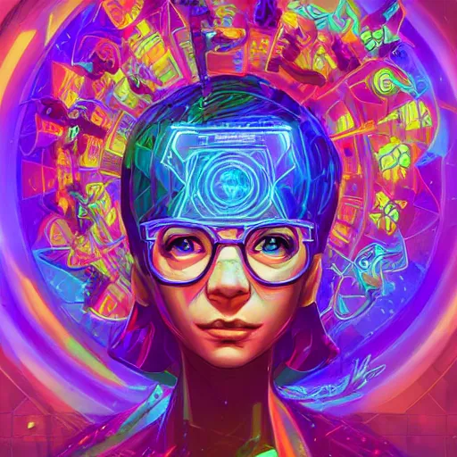 Image similar to skill magic geek inside matrix deepdream radiating a glowing aura stuff loot legends stylized digital illustration video game icon artstation lois van baarle, ilya kuvshinov, rossdraws,