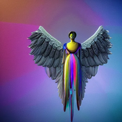 Image similar to still of rainbow ophanim, angel wings, wheel, mythological, 8 k, octane render, 3 5 mm, amazing details, beautiful composition