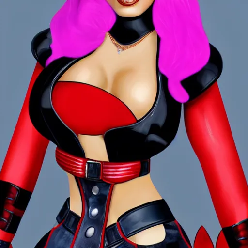 Prompt: Kim Kardashian as harley quinn, 8k, high definition, highly detailed, photo realistic