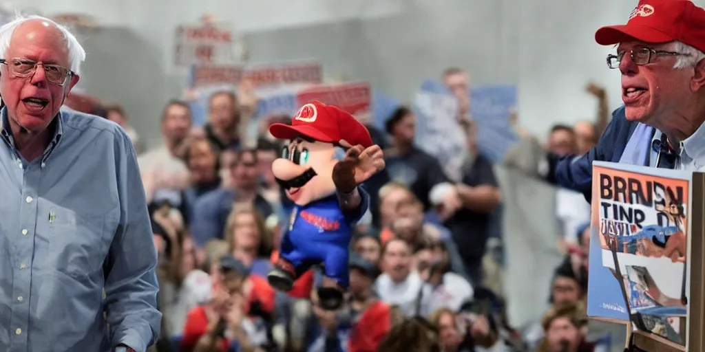 Prompt: bernie sanders, mario