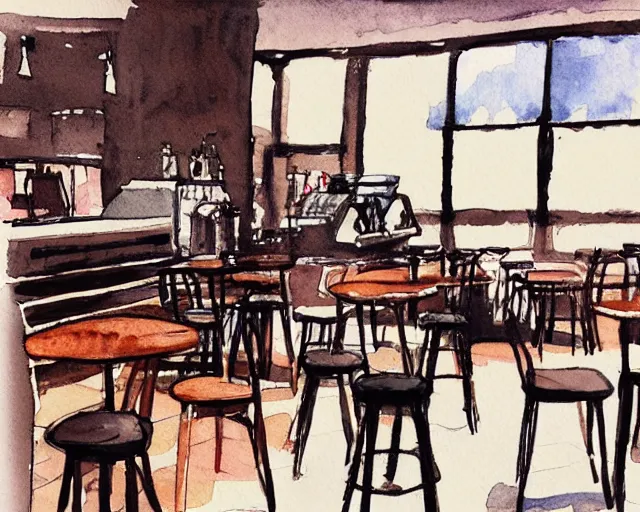 Image similar to a coffee shop smooth light color watercolor pen