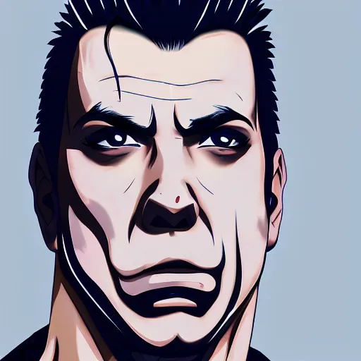 Image similar to Till Lindemann in anime style, high quality art, 8K, HD, render