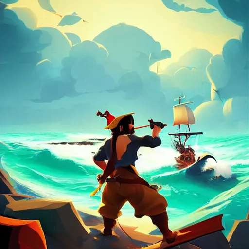 Image similar to painting treasure on sea of thieves game smooth median photoshop filter cutout vector, behance hd by jesper ejsing, by rhads, makoto shinkai and lois van baarle, ilya kuvshinov, rossdraws global illumination