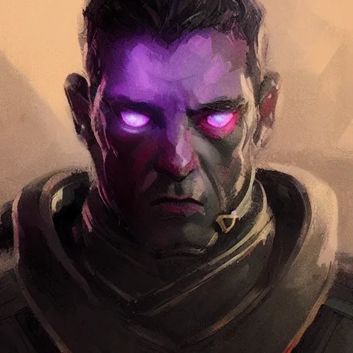 Image similar to concept art of a portrait by greg rutkowski, a soldier of the eternal empire wearing black and purple tactical gear, star wars expanded universe, smooth, sharp focus, artstation hq.