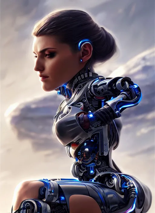 Image similar to photo of a gorgeous cyborg woman in the style of stefan kostic, realistic, sharp focus, 8 k high definition, insanely detailed, intricate, elegant, art by stanley lau and artgerm