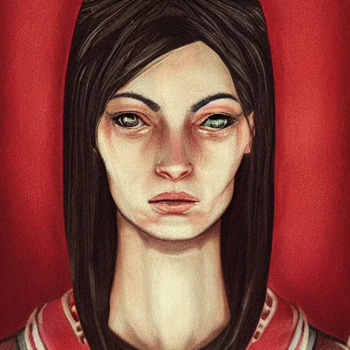 Image similar to a portrait of a female android by sofonisba anguilssola