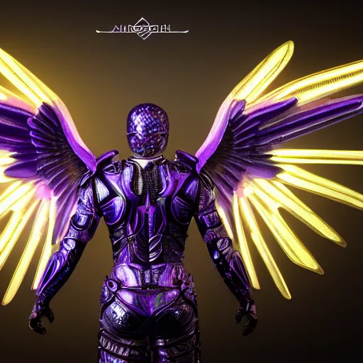 Prompt: a photo of 8 k ultra realistic archangel with 6 wings, full body, intricate purple and blue neon armor, ornate, cinematic lighting, trending on artstation, 4 k, hyperrealistic, focused, high details, unreal engine 5, cinematic