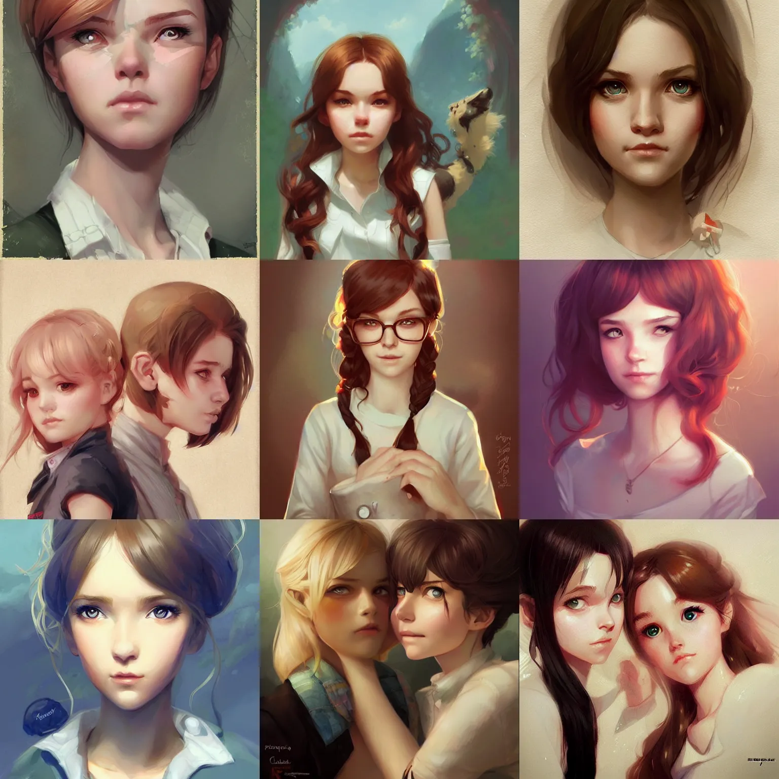 Prompt: cute portrait by krenz cushart and wes anderson, charlie bowater and artgerm