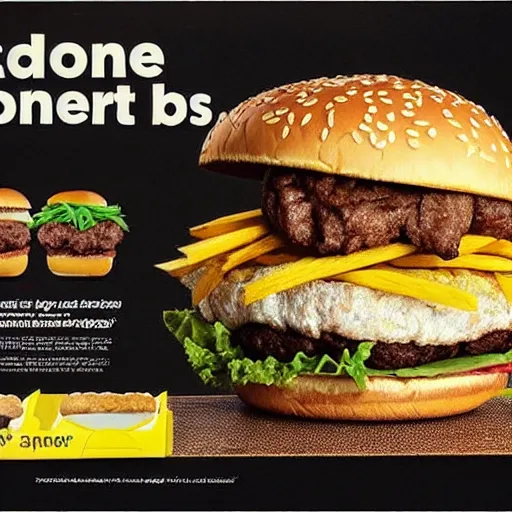 Prompt: a promotional advertisement from McDonald’s introducing the new Pounder, a 10 pound beef burger from McDonald’s