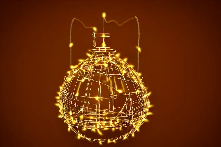 Image similar to a detailed concept art of a jingle bell made from wire and lights, trending on artstation, digital art, 4 k, intricate, octane render, sharp focus