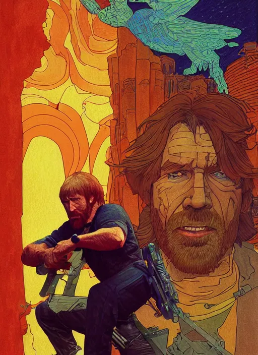 Prompt: chuck norris. highly detailed digital painting, watercolor, soviet realism, engraving, artstation, concept art, smooth, sharp focus, vivid grunge, manga illustration, unreal engine 5, 8, art by bilibin and kilian eng and kuvshinov and malevich and mucha