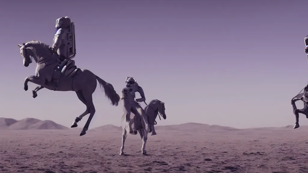 Prompt: no gravity, a horse riding an astronaut, 3 d, unreal engine 5, artstationhd, 4 k, 8 k, 3 d render, 3 d houdini, cinema 4 d, octane,