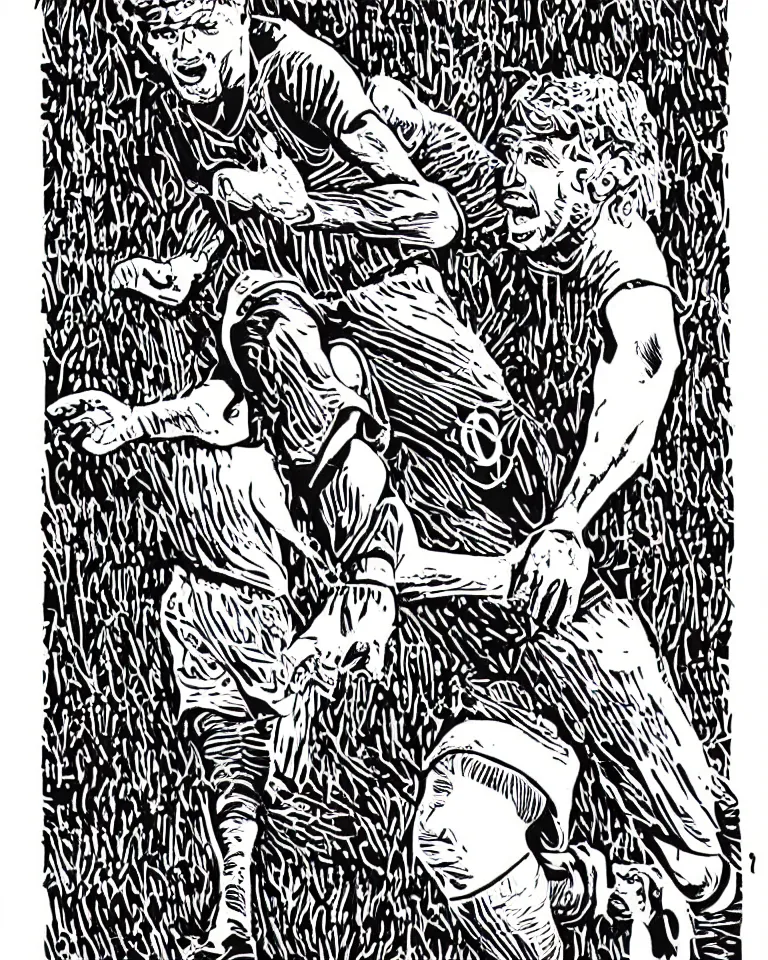 Image similar to a detailed lifelike linocut engraving of zico flamengo