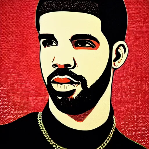 Image similar to Portrait of drake by Shepard Fairey