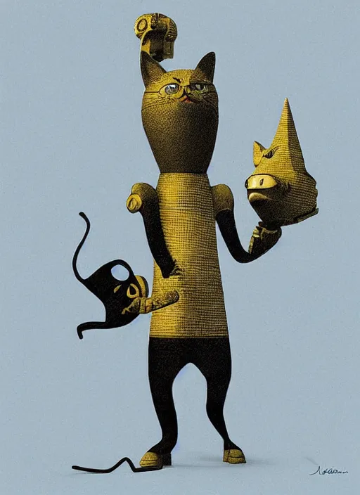 Image similar to a character illustration of an anthropomorphic cat soldier, a 3 d render of an anthropomorphic cat soldier, by jack gaughan, by victo ngai