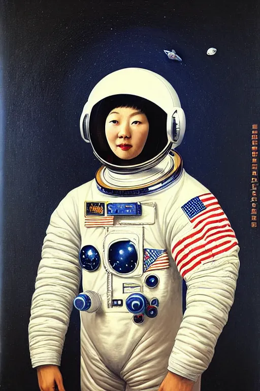 Image similar to portrait of a astronaut in astronaut helmets, by chinese meticulous painting