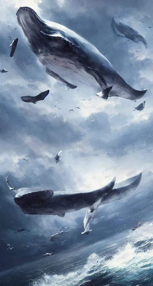 Prompt: flying whale attack Newyork city ,digital art,ultra realistic,ultra detailed, ultra wide Lens, art by greg rutkowski