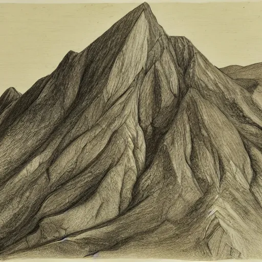 Image similar to an anatomy of mountains, in the style of john ruskin, pencil on paper, british museum