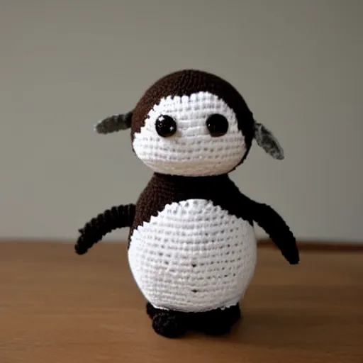 Image similar to crocheted penguin doll,