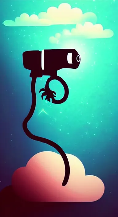 Image similar to “ big eye monkey holding laser gun floating in clouds, digital art, super aesthetic, art station childish style ”