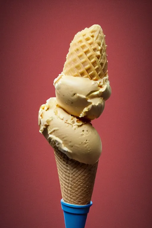 Image similar to 📷 conan o'brien the ice - cream cone 🍦, made of food, head portrait still image, dynamic lighting, 4 k