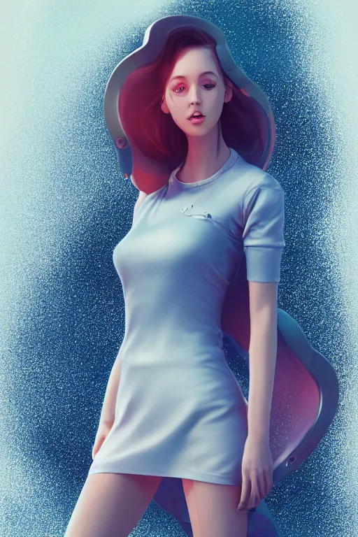 Prompt: girl in a spaceship, detailed miniskirt, beautiful model girl, full body shot, spaceship window, by artgerm, by wlop, octane render, vector art, 4 k