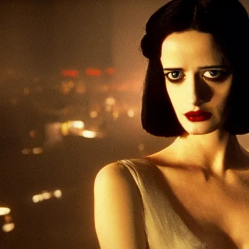 Image similar to a movie still of eva green in blade runner