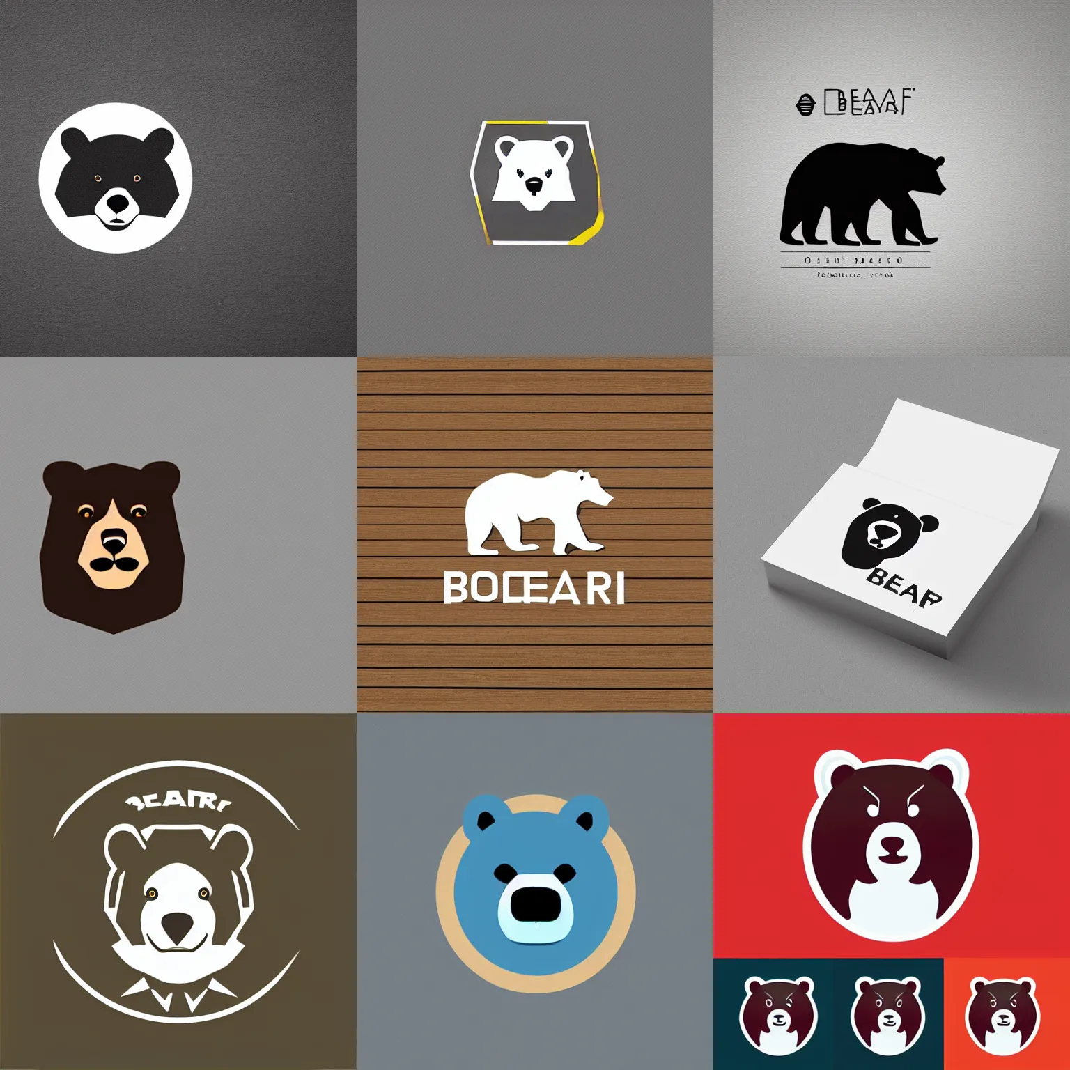 Prompt: flat logo design of a Bear, corporate, minimalist