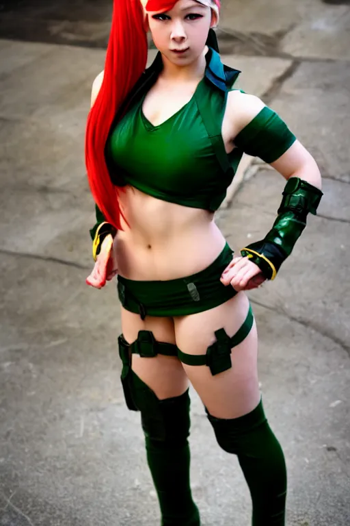 Image similar to cosplaying as cammy from street fighter, professional photo, trending on deviantart