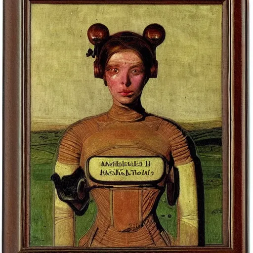 Image similar to a portrait of a female android by ford madox brown