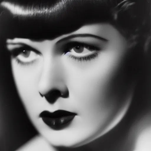 Image similar to old monochrom photography, hollywood golden age, face portrait of betty page by george edward hurrell, 4 k,