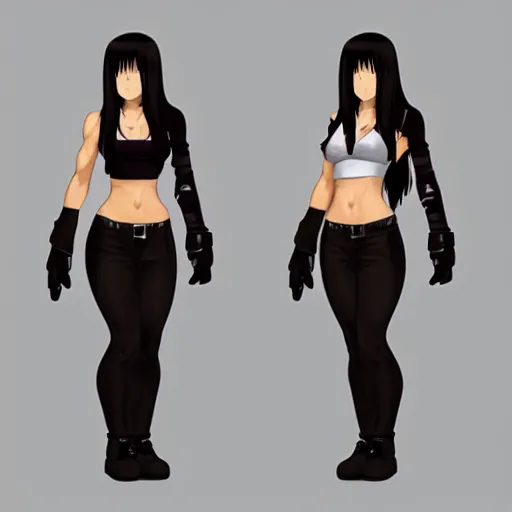 Image similar to face, shoulders and body concept art of tifa lockhart, trending on artstation