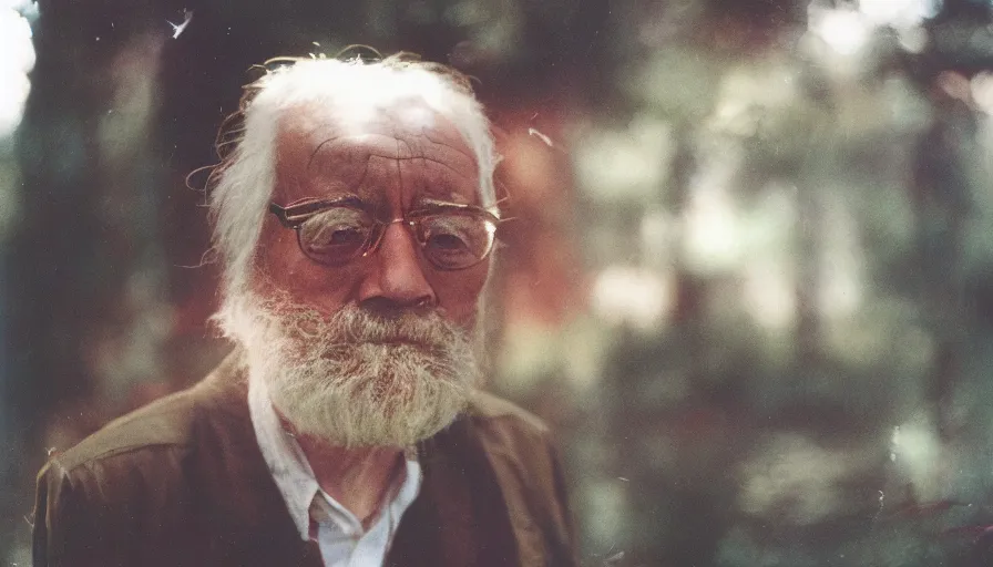 Image similar to 7 0 s movie still portrait of an old man with wormholes on the face cinestill 8 0 0 t 3 5 mm technicolor, heavy grain, high quality, high detail