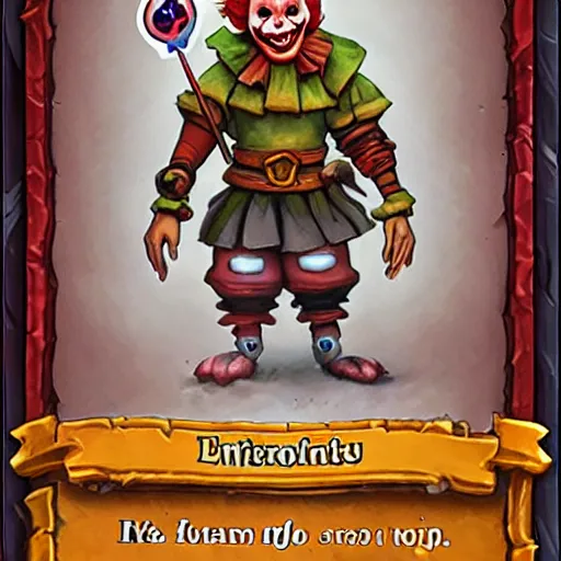 Prompt: a Hearthstone card of Pennywise