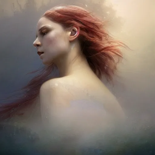 Image similar to dreams of the fae, papery flaking skin, with different colored eyes and flowing hair underwater, three-quarters portrait, intricate, elegant, sharp focus, illustration, highly detailed, digital painting, concept art, matte, by Aleksi Briclot and by Ivan Aivazovsky and by Greg Rutkowski, artgerm, wlop, masterpiece