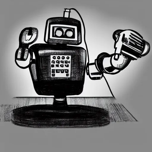 Prompt: lofi robot drawing at his desk, stylized, 3 d artstation