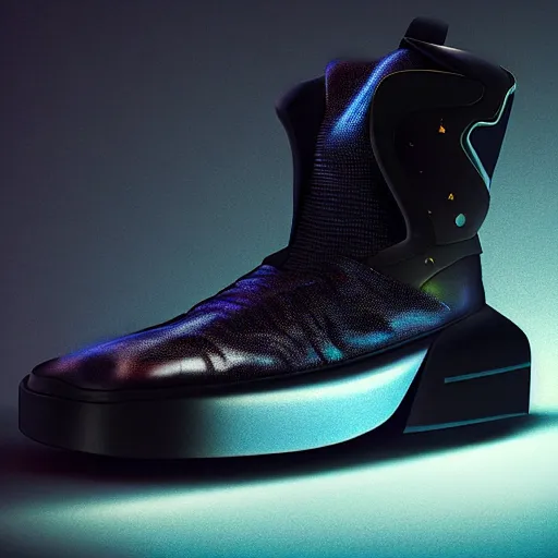 Image similar to futuristic balenciaga sneakers by james jean, subsurface scattering, highly detailed, rim light, art, cinematic lighting, very coherent, hyper realism, high detail, 8 k