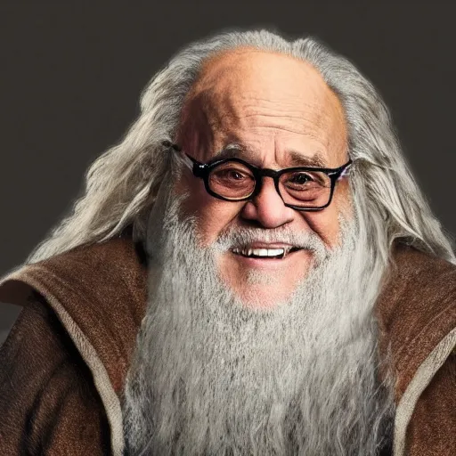 Prompt: danny devito starring as gandalf the white in the 2 0 2 4 lord of the rings movie, full body, hyper realistic, high quality, wide angle