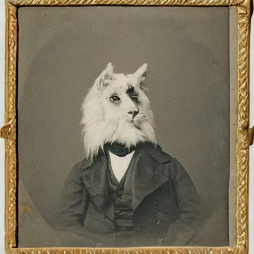 Prompt: a photograph of a furry from the early 1 9 th century