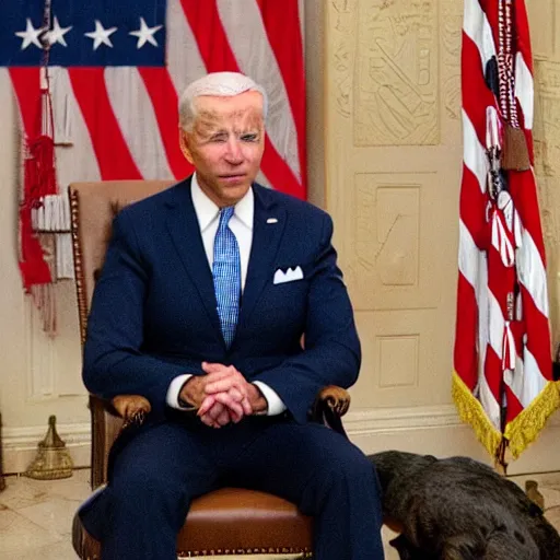 Image similar to biden arrested by himself dressed as a cop, realistic photography