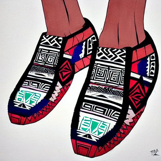 Prompt: sneaker design, aztec mayan street fashion native punk shoe design, hip hop sneaker design with subtle mayan patterns, gapmoe yandere grimdark, trending on pixiv fanbox, painted by greg rutkowski makoto shinkai takashi takeuchi studio ghibli, akihiko yoshida