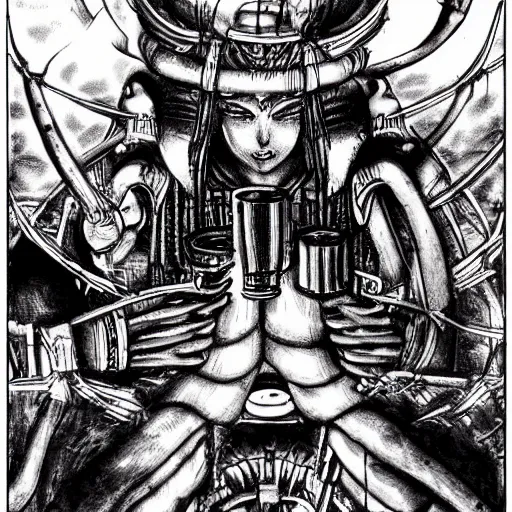 Image similar to H.R Giger seinen manga ☕🍩🌞!!!!