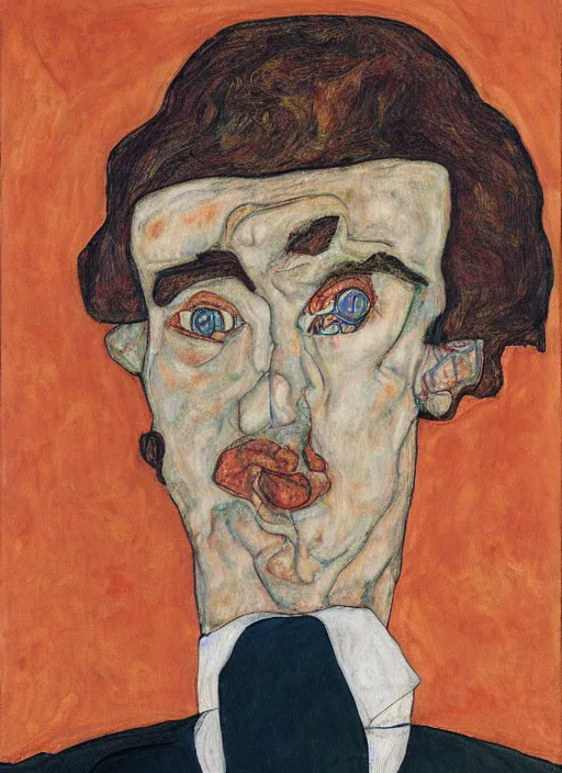 Image similar to Portrait of a sad Donald Trump by Egon Schiele