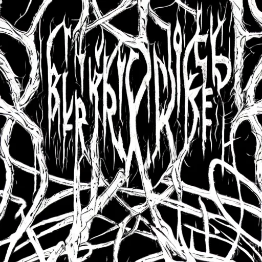 Image similar to black metal band font, unreadable, looks like varicose veins