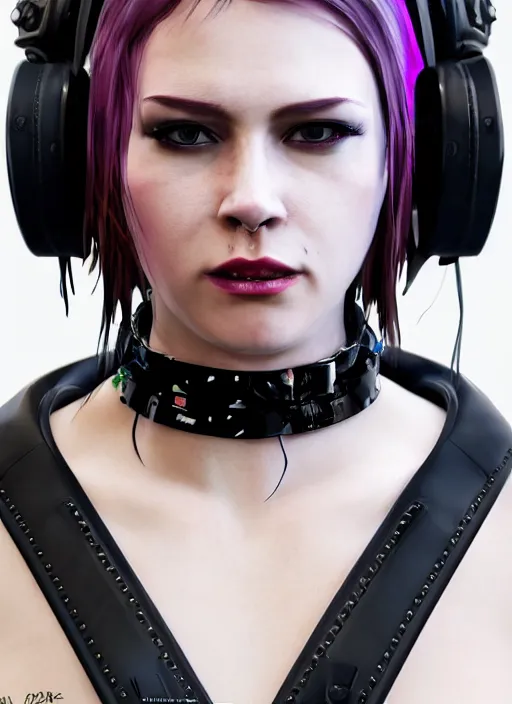 Prompt: detailed realistic female character cyberpunk wearing thick technological collar around neck, realistic, art, beautiful, 4K, collar, choker, collar around neck, punk, artstation, detailed, female, woman, choker, cyberpunk, neon, punk, collar, choker, collar around neck, cyberpunk, punk, neon