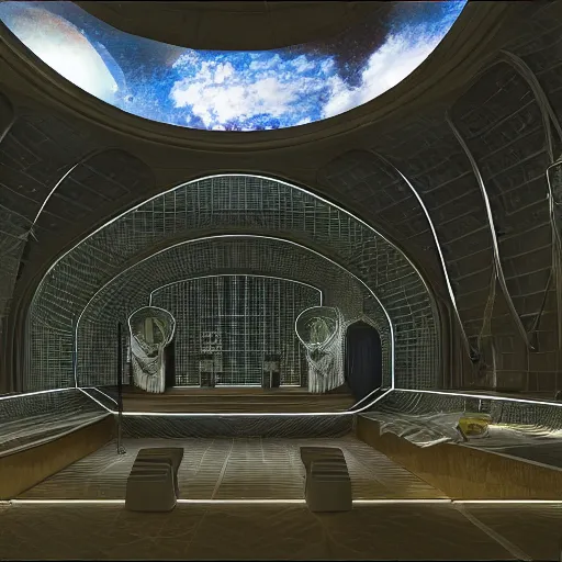 Image similar to solarpunk chapel, photorealistic